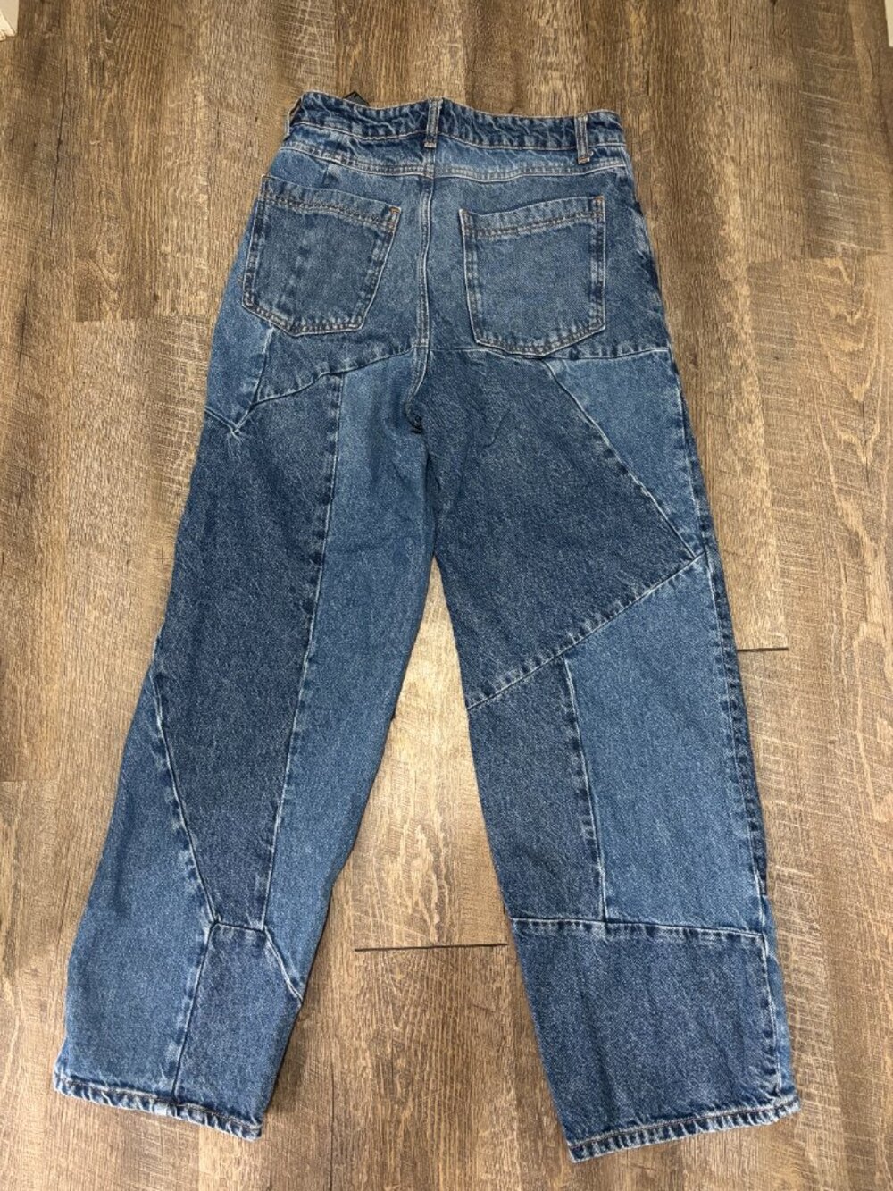 Zara Patchwork Wide Leg Jeans | Size 4 | 100% Cotton - Picture 3 of 3